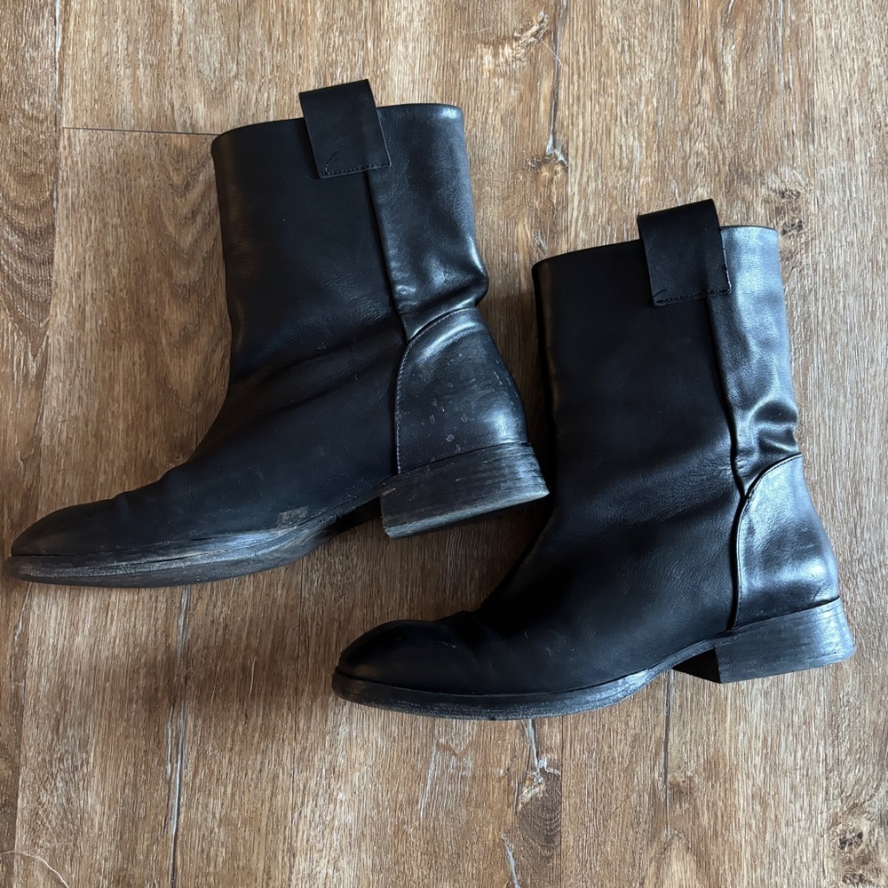 ZARA Black Leather Heeled Pull On Boots - Picture 5 of 7